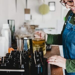 soy candle making workshop Wiltshire hazel and blue candles
